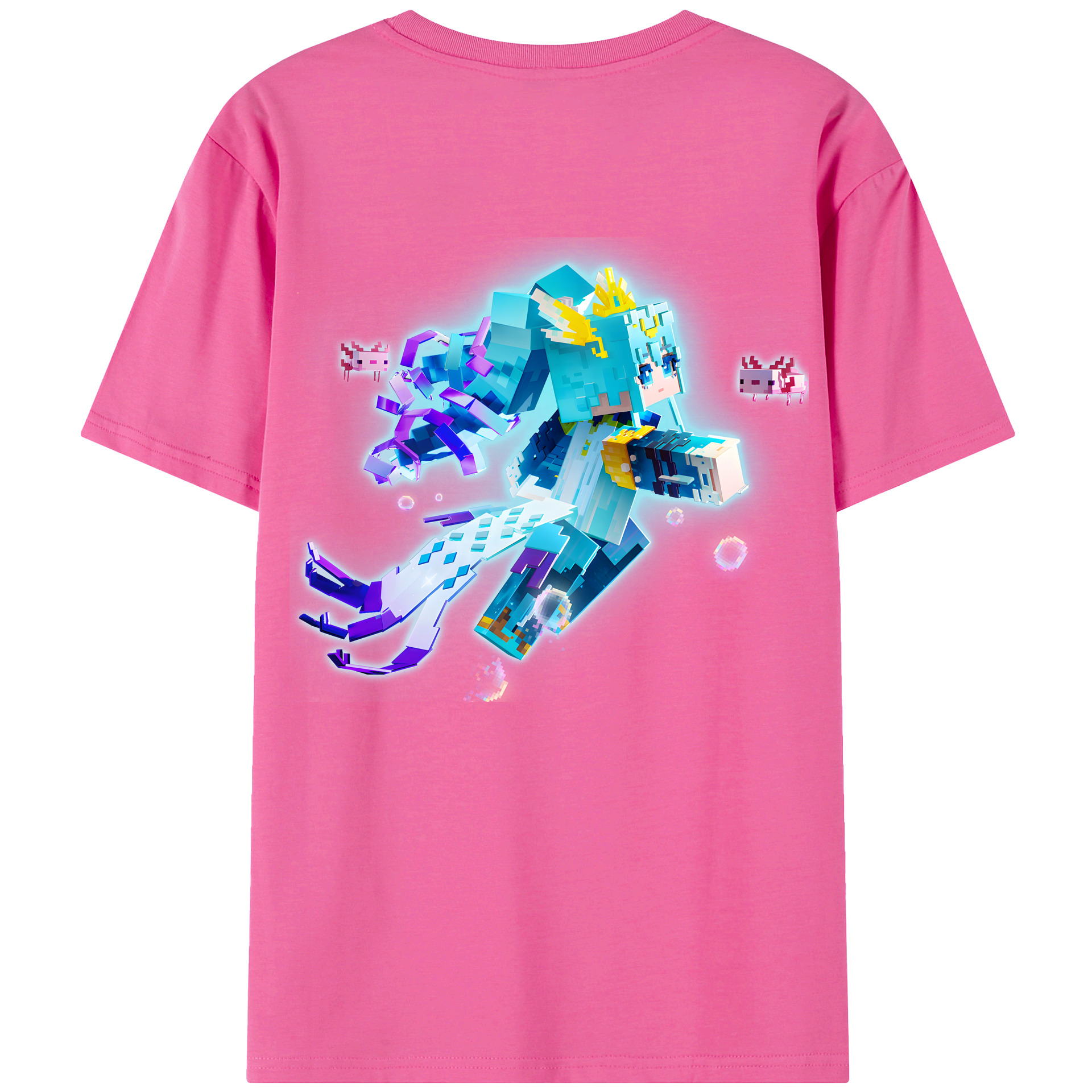 （画像用） マインクラフト ブロックの世界 Minecraft MC Block world レディース半袖Tシャツ(バックプリント)